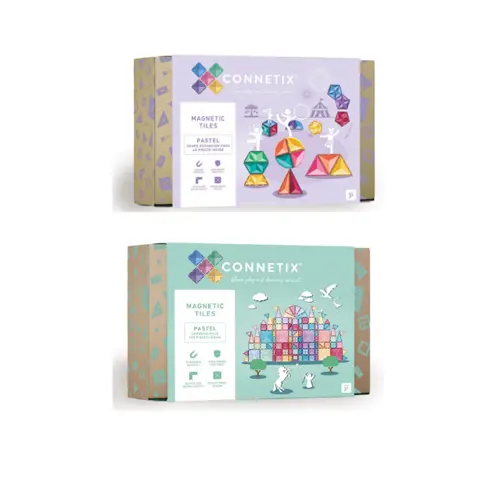 Connetix - Pastel Shape Expansion Pack 48 Pieces + Pastel Creative Pack 120 Pieces (Bundle)