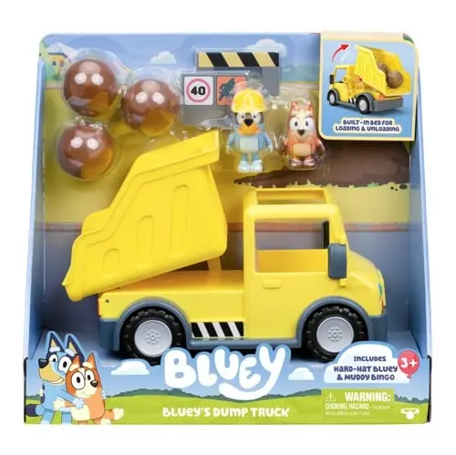 Bluey - Blueys Tippbil med eksklusive Hard-Hat Bluey og Muddy Bingo figurer