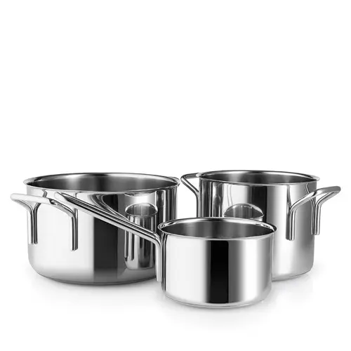 Eva Trio - Kasserollesett i Rustfritt Stål - 3 Deler - 1,1 L - 2,2 L - 3,6 L
