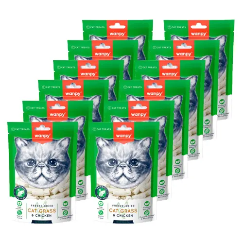 wanpy - 10 x Catsnack Freeze Dried Cat Grass & Chicken 20g - 200gr total