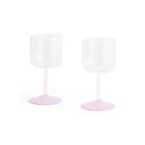 HAY - Tint Vinglass H15 - Sett med 2 (Klar & Rosa)
