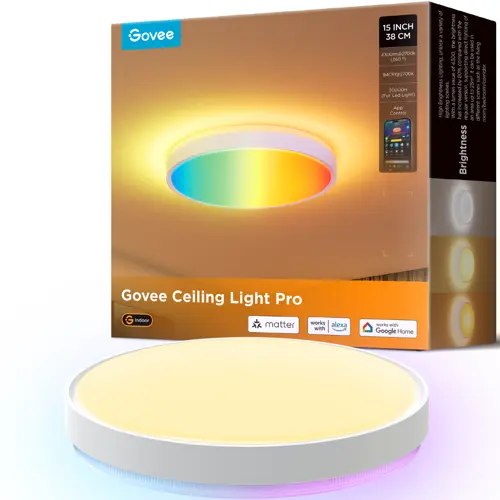 Govee - 15-tommers Smart LED Taklampe - RGBIC+WW, 4300lm, Talestyring