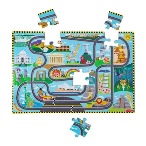 Melissa & Doug - Floor Puzzle & Play Set Race Track