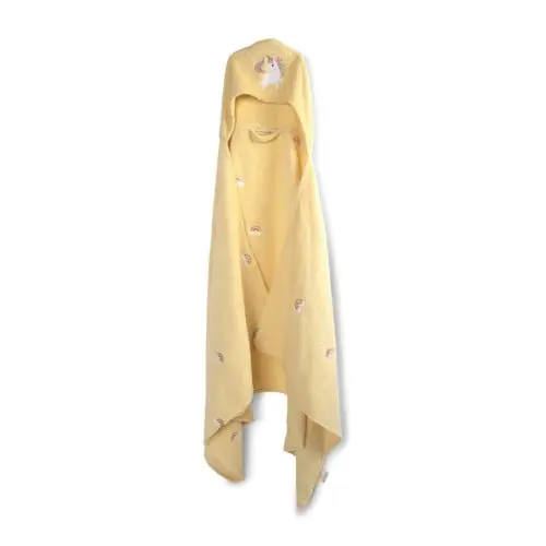 Filibabba - Embroidered hooded towel - Unicorn Shores - Yellow - One size (1-5 years)