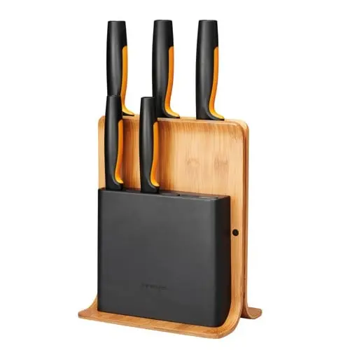 Fiskars - FunctionalForm Knivblokk med 5 Kniver - Bambus