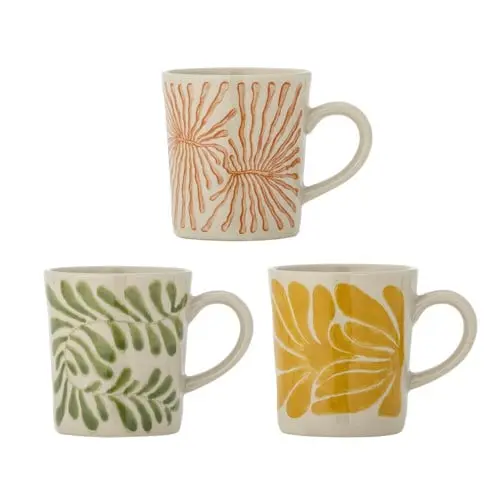Bloomingville - Fauni Cup - Multicoloured Stoneware - Set of 3