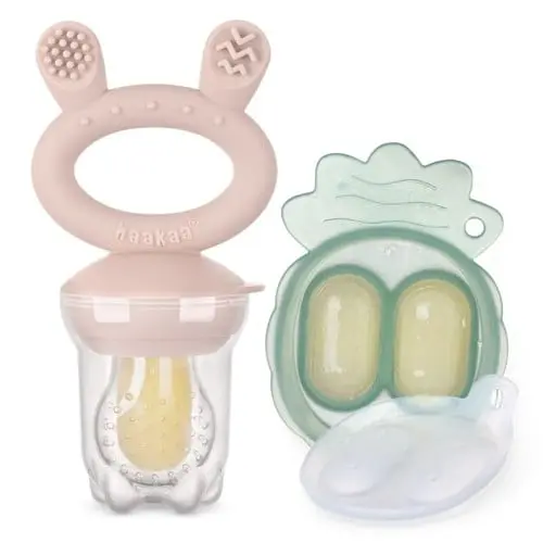 Haakaa - Freeze-N-Feed Mini Combo - Blush Feeder + Pea Green Tray