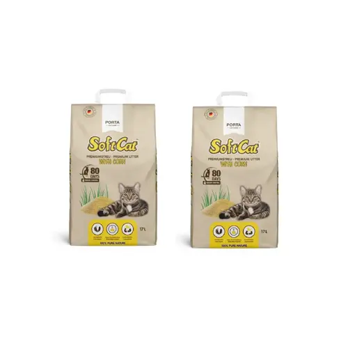 Porta - 2x Catlitter - SoftCat Corn - Paper Bag - 17 L