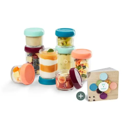 Babymoov - Glass Babybols Multiset - 4x120ml + 4x240ml + Recipe Book