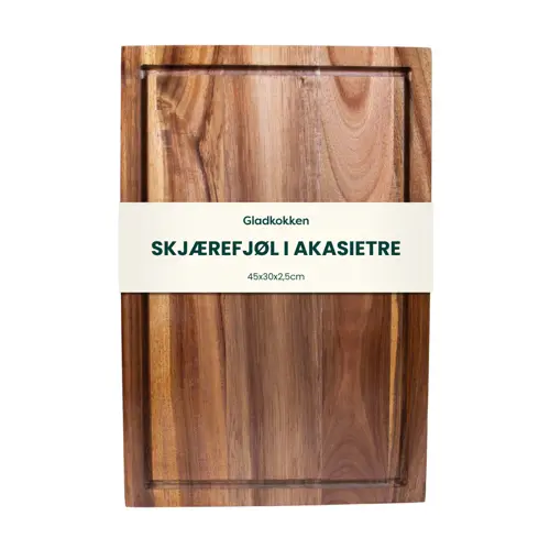 Gladkokken - Skjærebrett i akasietre - Natural - 45 x 30 x 2.5 cm