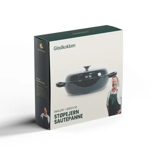 Gladkokken - Støpejerns sautépanne med lokk - Deep bottle green - Ø30,5 cm