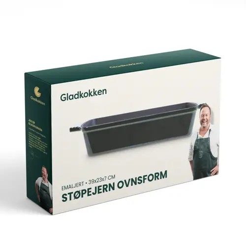 Gladkokken - Støpejernsform - Deep Bottle Green - 39x23x7 cm