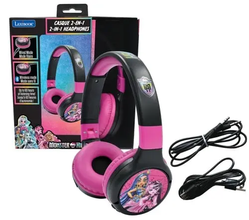 Lexibook - "2 in 1 Bluetooth foldable Monster High Headphones (HPBT010MH)