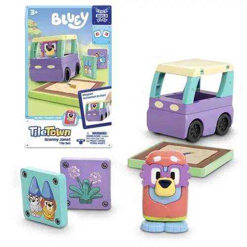 Tile Town - Bluey Magnetiske Mini Legesæt - Granny Janet  Tile Set