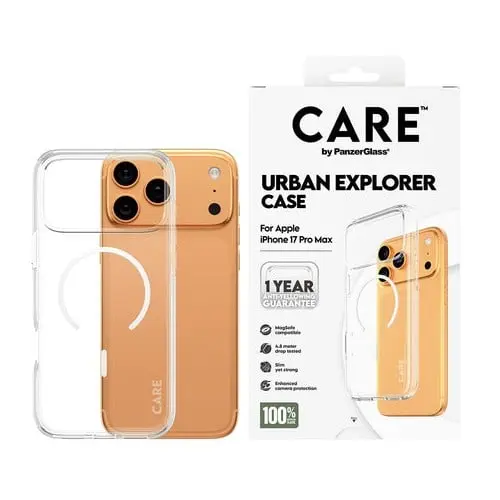 PanzerGlass - CARE Flagship Case Transparent Urban Explorer w. White MagSafe - iPhone 17 Pro Max