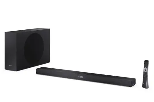 Sharp - 2.1ch Ultra-slim Dolby Atmos / DTS Virtual:X Soundbar with Wireless Subwoofer HT-SBW320
