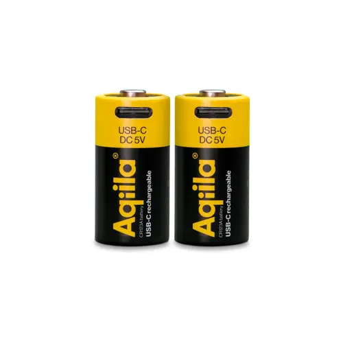 Aqiila - USB-C Oppladbart Batteri - CR123A - 750 mAh - 2-pakning