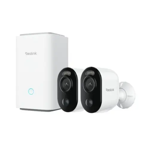 Reolink – Home Hub med 2×Argus 3E batteridrevne kameraer for inne og ute – Hvit