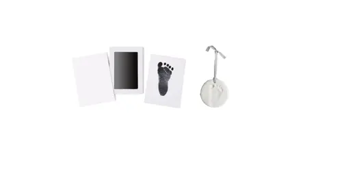 BamBam – Inkpad Kit & Clay Hand/Footprint Hanger - White (Bundle)