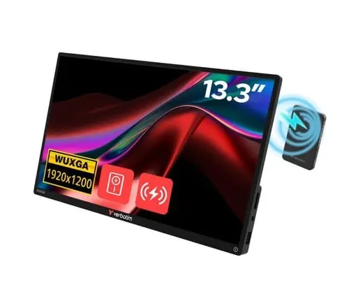 Verbatim - Portable 13.3 WUXGA Touch Monitor ALU with Wireless Power Supply incl. Power Bank 5000mAh