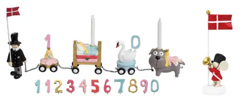 KIDS by FRIIS – Fairytale Girl Birthday Train 50 cm & Mouse Table Decoration 15 cm (Bundle)