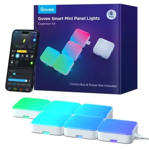 Govee - Smart Mini Panel Lights Extension 6-Pack – Utvid ditt smarte lysoppsett