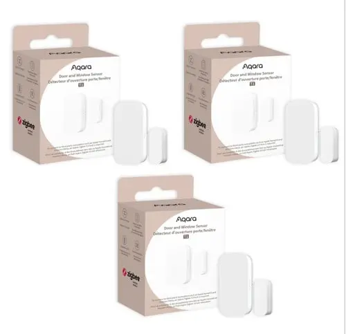 Aqara Door and Window Sensor T1 – 3-Pack Smart Contact Sensors - Bundle