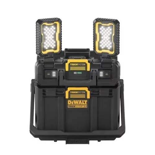 DeWalt ToughSystem 2.0 Toolbox with Integrated LED Work Light, 18V Compatible, Durable Storage Solution