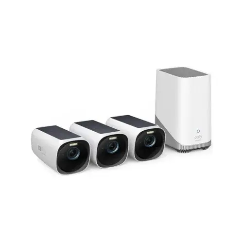 Eufy - EufyCam S330 (eufyCam 3) 3-Kamera Sett - 4K Solcelledrevet Trådløst Sikkerhetssystem