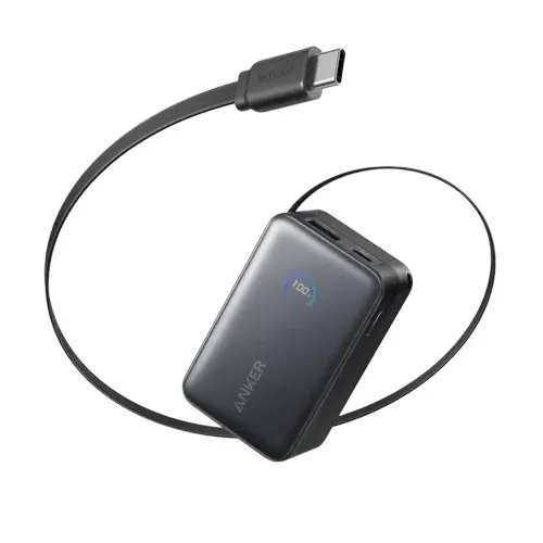 Anker Nano Powerbank (10K, 45W, Med Innebygd USB-C-kabel)