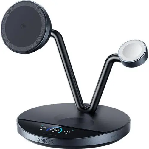 Anker Prime Trådløs Ladestasjon 3-i-1 MagGo AirCool Dock – Svart