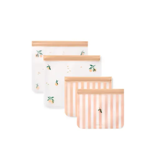 Gjenbrukbare poser 4 stk - Rebus Peach/Sea shell