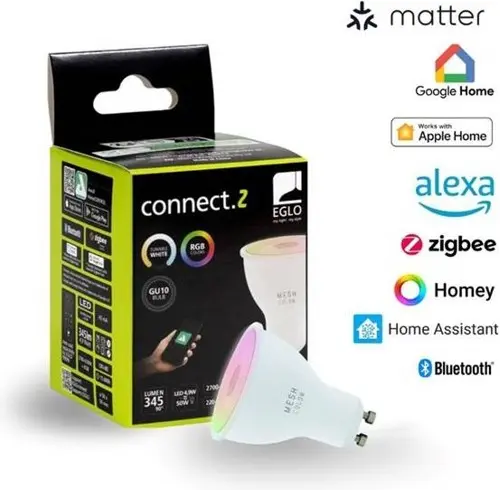 EGLO CONNECT-Z GU10 LED – Smart GU10 Spotpære med RGB og Justerbart Lys -  Zigbee, Matter & Thread
