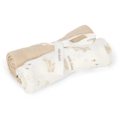 Little Dutch - Swaddles muslin Baby Bunny - Beige - 70 x 70 cm