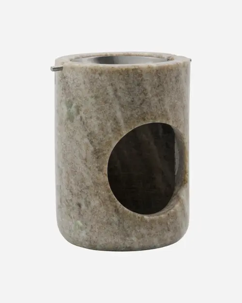 Meraki - Oil Burner - MKMarble Beige - Sølvfinish - L:7,5cm, W:7,5cm, H:10cm