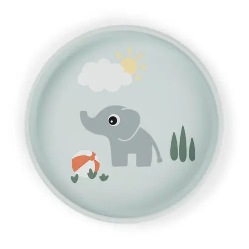 Done by Deer - Silicone Stick&Stay Plate Playground - Blue - Ø 18 x H 3 cm