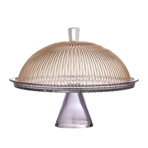 Bloomingville - Tayo Cake Tray with Dome - Multi - Glass