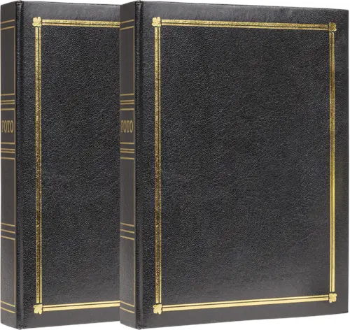 Focus - Eterna Super 200 Fotoalbum 10x15 – Sort 2-pakning med gulldetaljer