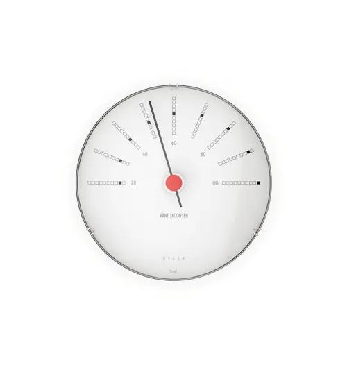 Arne Jacobsen - Bankers Hygrometer - Hvit/Sort/Rød - Ø12 cm