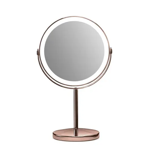 Gillian Jones - Oppladbart LED-bordspeil med 10x forstørrelse og USB-C - Kobber - W21.5 x 35 x 13.5 cm