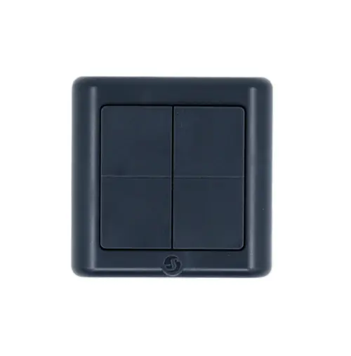 Shelly Trådløs Veggbryter 4 Knapper – Smart Bluetooth & Zigbee (Mørkegrå)