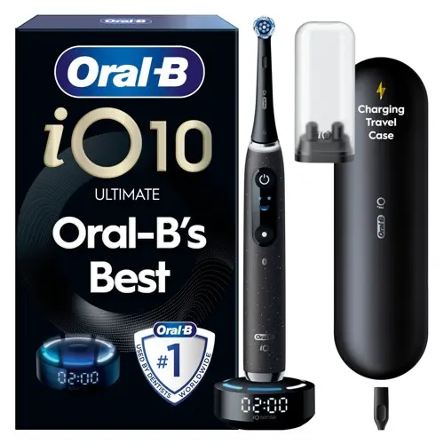 Oral B - iO10 Elektrisk Tannbørste - Svart - 1 børstehode, Reiseetui med lader