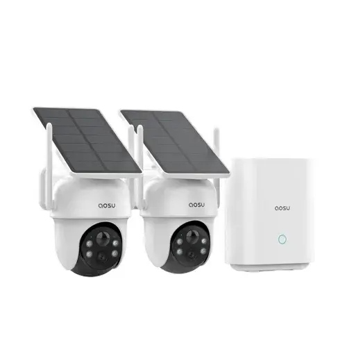 Aosu 2-Cam Kit with aosuBase – 3MP 2K 360° Solar Security Cameras