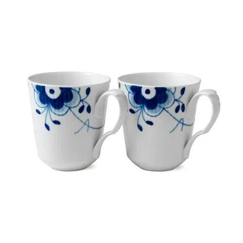 Royal Copenhagen - Blå Mega Riflet Krus - 38 cl - Sett med 2