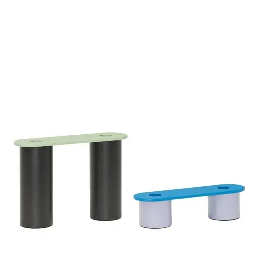Hübsch - Modu Candleholders - Multicolour - 22x6xh16cm, 22x6xh6cm
