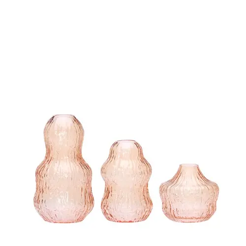 Hübsch - Fuyu Vases - Orange - Set of 3 - ø11xh20cm, ø10xh15, ø11xh10cm