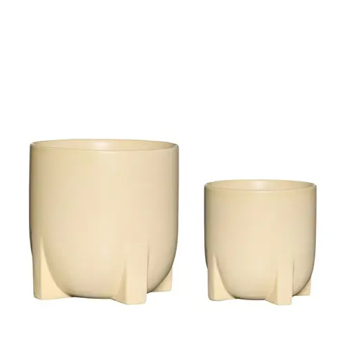 Hübsch - Up Pots - Yellow - Set of 2 - ø21xh21, ø17xh17cm
