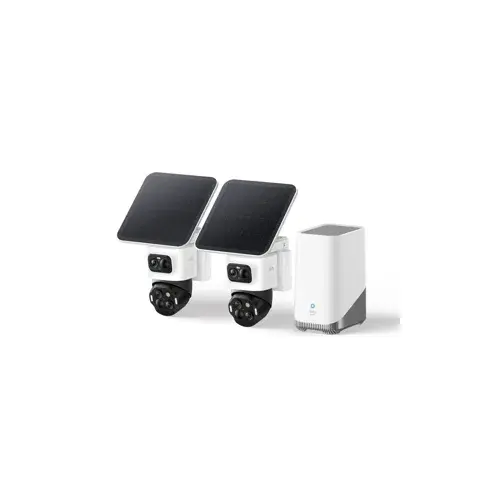 eufy Security eufyCam S4 2-Cam Kit – Trådløs 4K solcelledrevet overvåkingskamera med triple-lens PTZ-sporing