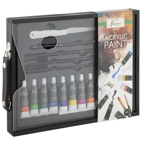 Nassau - Black Wooden Case With Carry Handle Acrylic Set, 21 Pcs (AR099503)