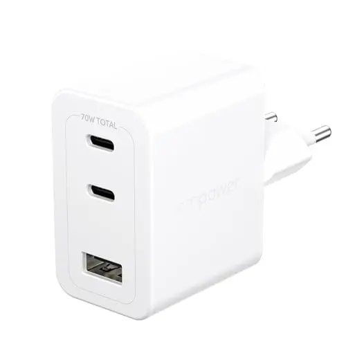 EMPOWER - 70W Multiple Charger 2x USB-C+USB-A EU, Silver White